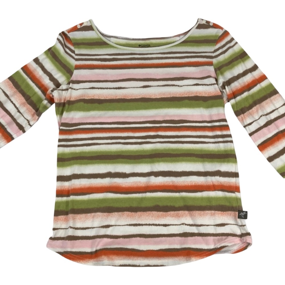 Columbia 3/4 Sleeve Striped Pullover Shirt Size S